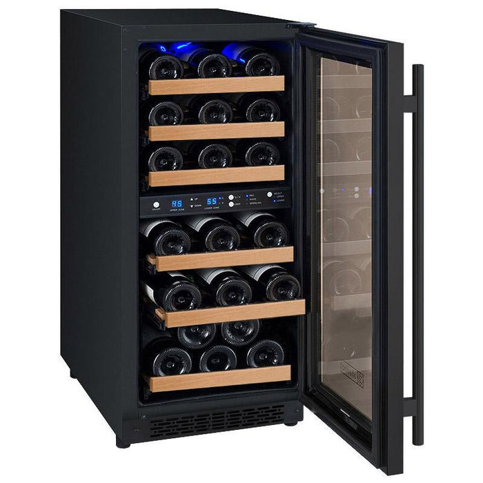 Allavino 15" Wide FlexCount II Tru-Vino 30 Bottle Dual Zone Black Wine Refrigerator AO VSWR30-2BR20