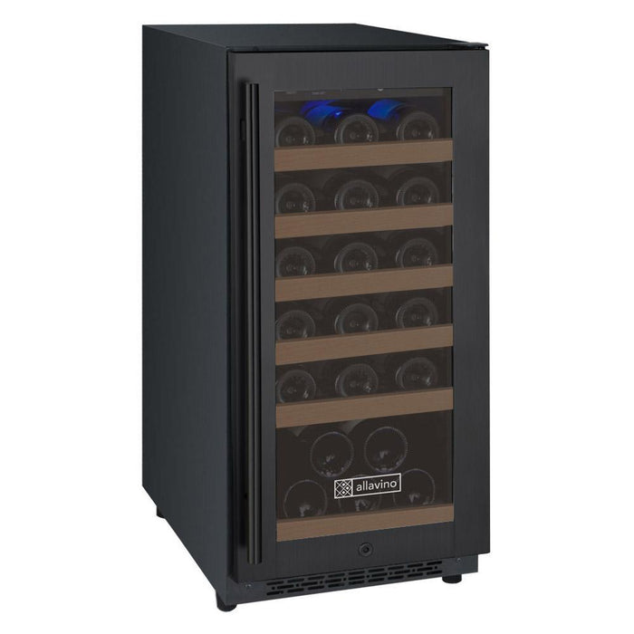 Allavino 15" Wide FlexCount II Tru-Vino 30 Bottle Single Zone Black Wine Refrigerator AO VSWR30-1BR20