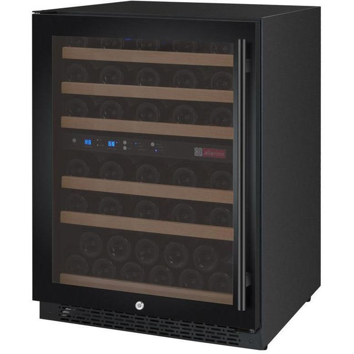 Allavino 24" Wide FlexCount II Tru-Vino 56 Bottle Dual Zone Black Left Hinge Wine Refrigerator AO VSWR56-2BL20