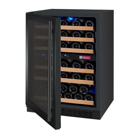 Allavino 24" Wide FlexCount II Tru-Vino 56 Bottle Dual Zone Black Left Hinge Wine Refrigerator AO VSWR56-2BL20