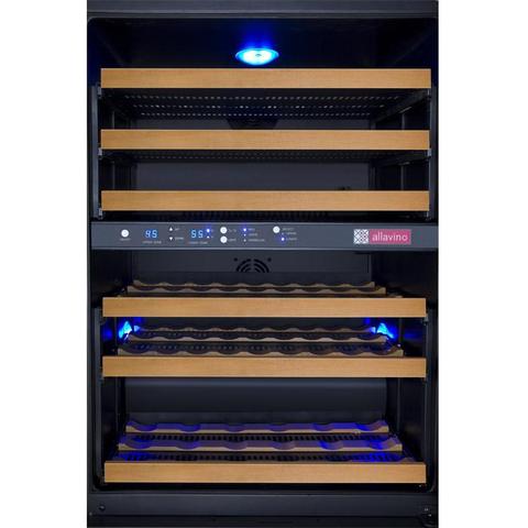 Allavino 24" Wide FlexCount II Tru-Vino 56 Bottle Dual Zone Black Left Hinge Wine Refrigerator AO VSWR56-2BL20