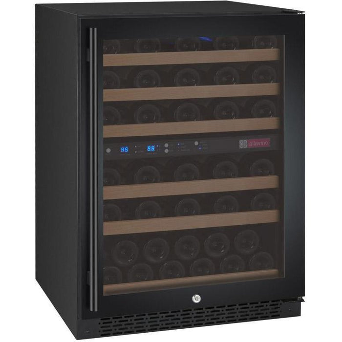 Allavino 24" Wide FlexCount II Tru-Vino 56 Bottle Dual Zone Black Right Hinge Wine Refrigerator AO VSWR56-2BR20