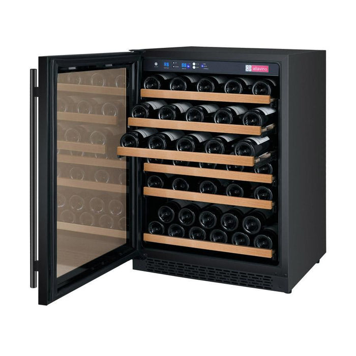 Allavino 24" Wide FlexCount II Tru-Vino 56 Bottle Single Zone Black Left Hinge Wine Refrigerator AO VSWR56-1BL20