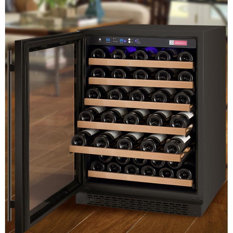 Allavino 24" Wide FlexCount II Tru-Vino 56 Bottle Single Zone Black Left Hinge Wine Refrigerator AO VSWR56-1BL20