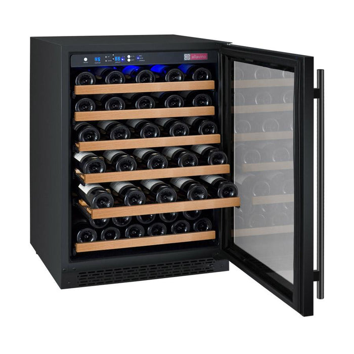 Allavino 24" Wide FlexCount II Tru-Vino 56 Bottle Single Zone Black Right Hinge Wine Refrigerator AO VSWR56-1BR20