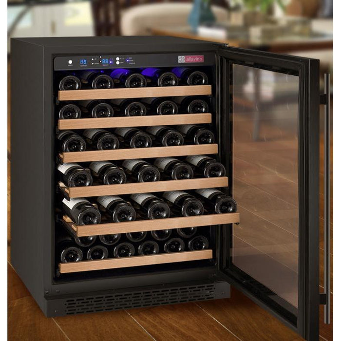 Allavino 24" Wide FlexCount II Tru-Vino 56 Bottle Single Zone Black Right Hinge Wine Refrigerator AO VSWR56-1BR20