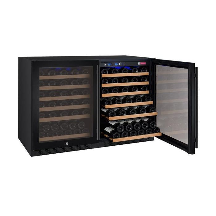 Allavino 47" Wide FlexCount II Tru-Vino 112 Bottle Dual Zone Black Side-by-Side Wine Refrigerator 2X-VSWR56-1B20