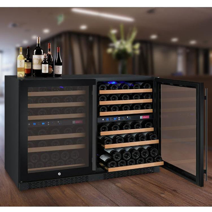 Allavino 47" Wide FlexCount II Tru-Vino 112 Bottle Dual Zone Black Side-by-Side Wine Refrigerator 2X-VSWR56-1B20