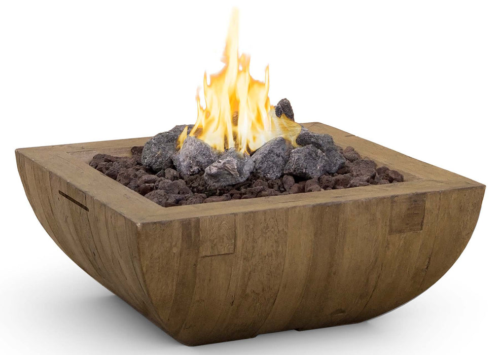 American Fyre Designs 36" Bordeaux Reclaimed Wood Square Firebowl - 430-FO-FO-M6NC