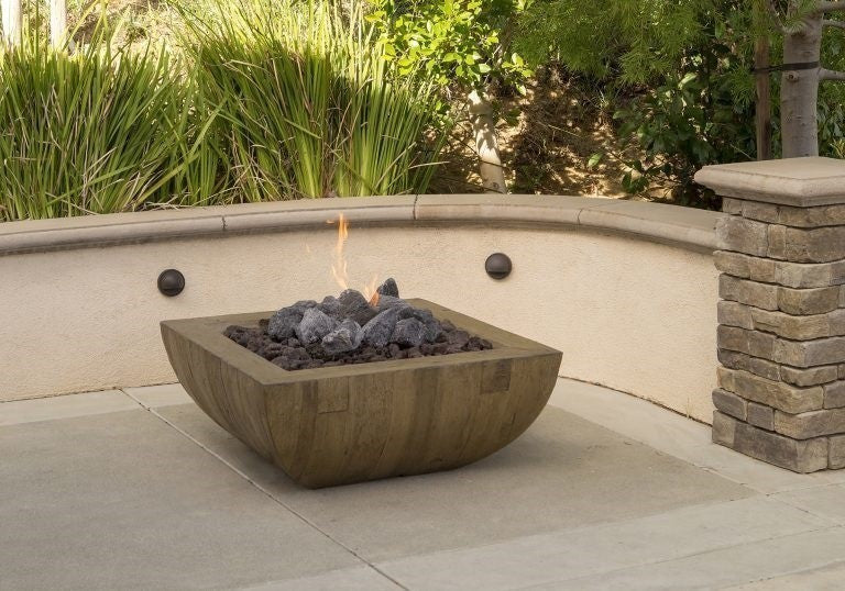 American Fyre Designs 36" Bordeaux Reclaimed Wood Square Firebowl - 430-FO-FO-M6NC