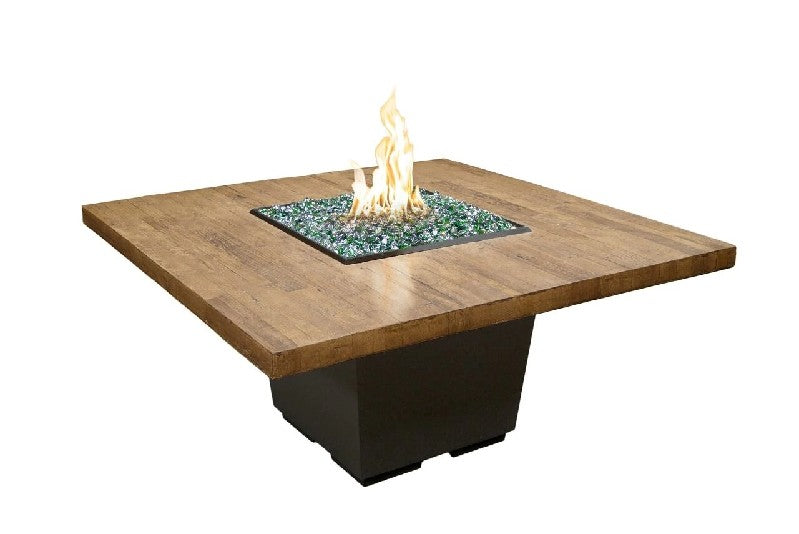American Fyre Designs Cosmo Reclaimed Wood Square Dining Firetable - 642-BA-FO-M6NC