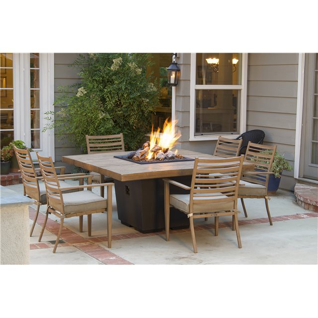 American Fyre Designs Cosmo Reclaimed Wood Square Dining Firetable - 642-BA-FO-M6NC