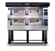 AMPTO Electric Pizza Oven P120 49'' x 26'' x 7'' (Chamber) 208/240/60/3 - 2 Decks with tray guide base