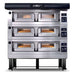 AMPTO Electric Pizza Oven P120 49'' x 26'' x 7'' (Chamber) 208/240/60/3 - 3 Decks with tray guide base