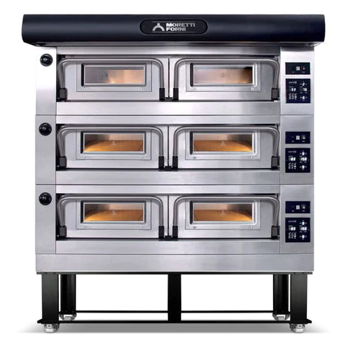 AMPTO Electric Pizza Oven P120 49'' x 34'' x 7'' (Chamber) 208/240/60/3 - 3 Decks with tray guide base 