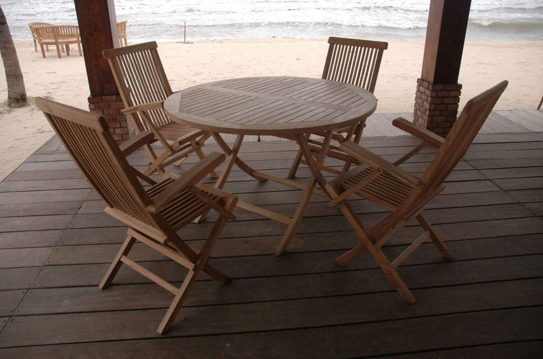 Anderson Teak Bahama Classic Folding Armchair 5-Piece Dining Set - Set-28