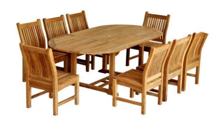 Anderson Teak Bahama Sahara 9-Piece 87" Oval Dining Set - Set-85