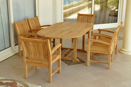 Anderson Teak Bahama Sahara Armchair 7-Piece 87" Oval Dining Set - Set-86
