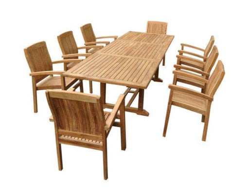 Anderson Teak Bahama Stackable Sahara 9-Piece Rectangular Dining Set A - Set-77
