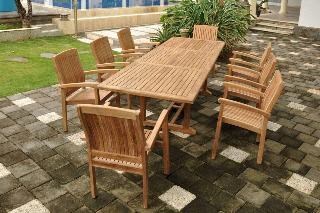 Anderson Teak Bahama Stackable Sahara 9-Piece Rectangular Dining Set A - Set-77