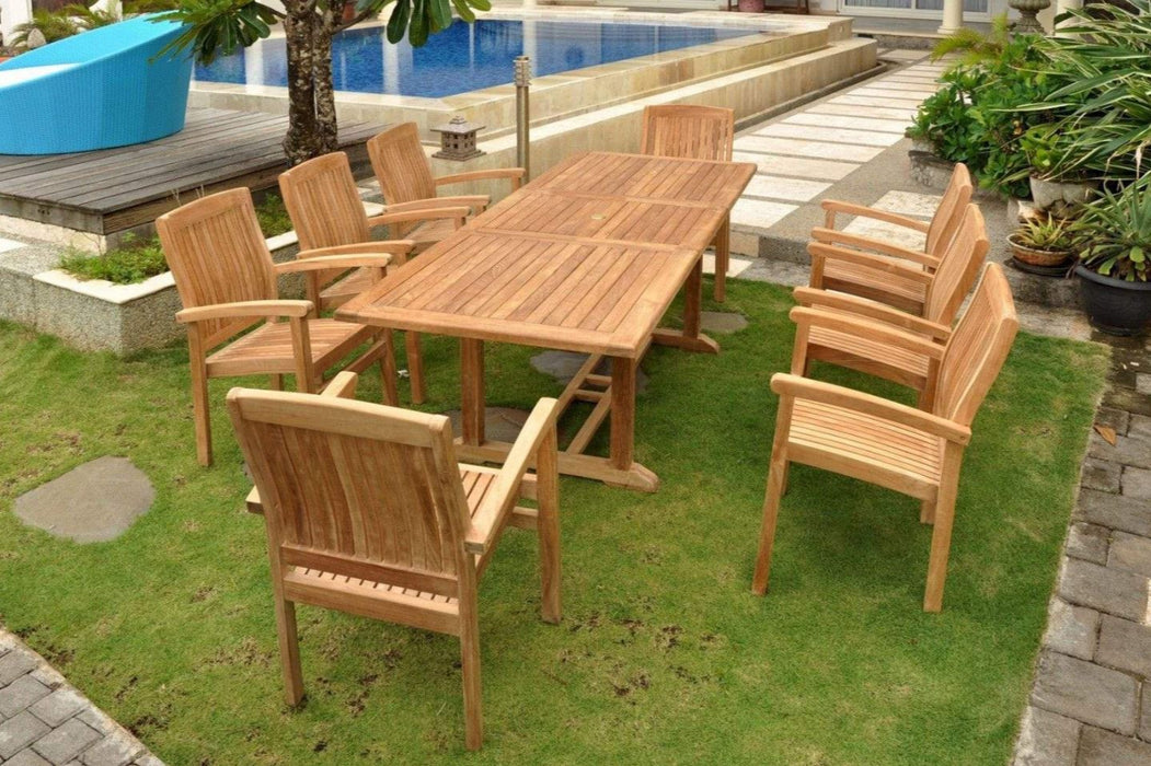 Anderson Teak Bahama Stackable Sahara 9-Piece Rectangular Dining Set B - Set-80