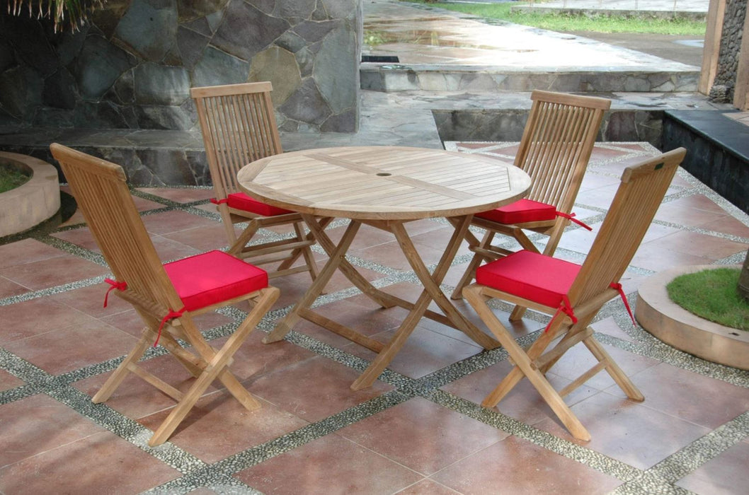 Anderson Teak Classic Bahama 5-Piece Folding Dining Set - Set-107