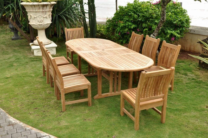 Anderson Teak Sahara Dining Side Chair 9-Piece Oval Dining Set - Set-76