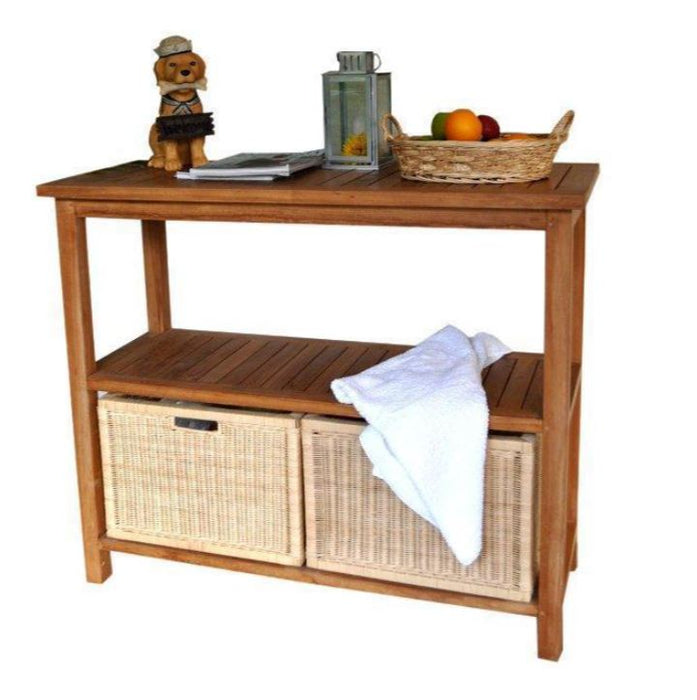 Anderson Teak Towel Console w/ 2 Shelves Table - SPA-4720