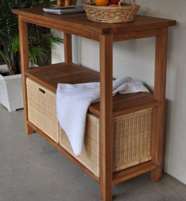 Anderson Teak Towel Console w/ 2 Shelves Table - SPA-4720