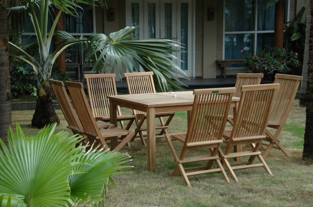 Anderson Teak Windsor Classic Chair 9-Pieces Folding Dining Set - Set-104B