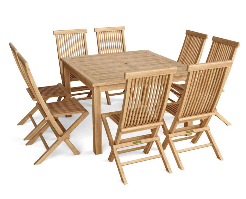 Anderson Teak Windsor Classic Chair 9-Pieces Folding Dining Set - Set-104B