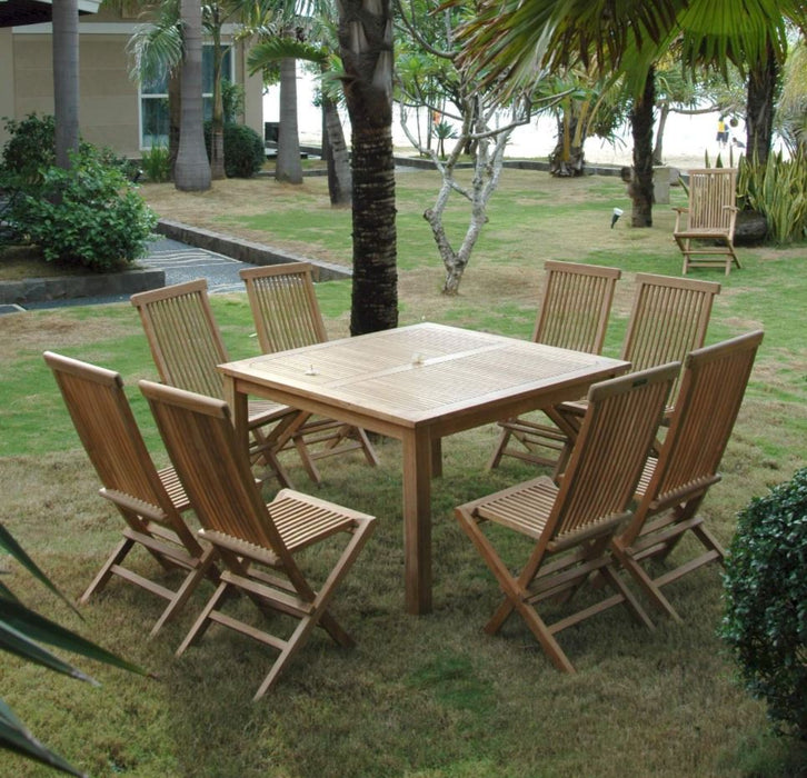 Anderson Teak Windsor Classic Chair 9-Pieces Folding Dining Set - Set-104B