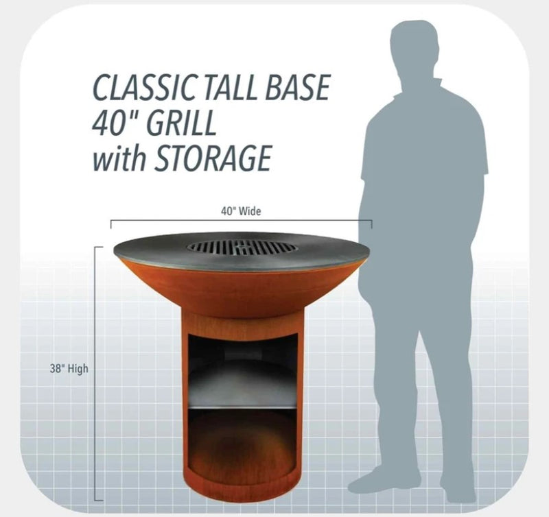 Arteflame Classic 40" Grill Tall Round Base with Storage AFCLHRBST