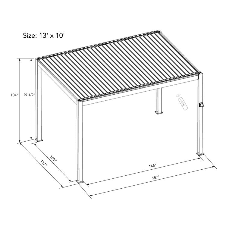 Bon Pergola Villa Pergola Motorization & Lighting included Wall Mount