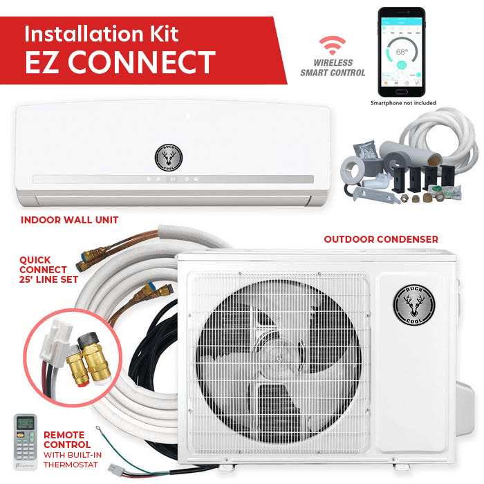 Buck Cool Mini Split EZ Connect KIT 21 SEER, 24,000 BTU 230V System with Lineset