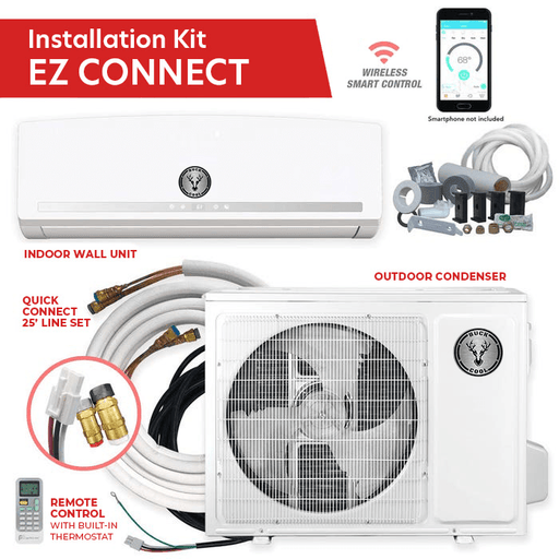 Buck Cool Mini Split EZ Connect KIT 22 SEER, 12,000 BTU 115V System with Lineset