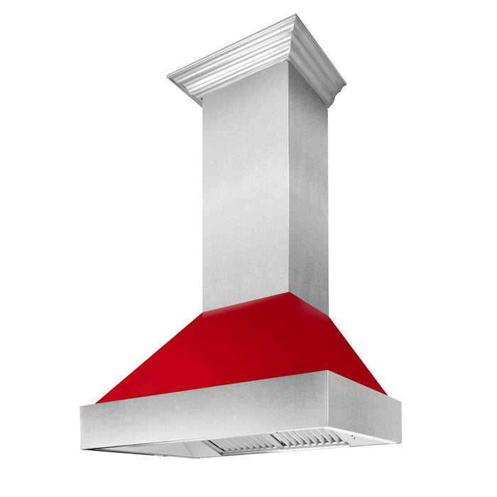 ZLINE DuraSnow Stainless Steel Range Hood with Red Gloss Shell