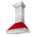 ZLINE DuraSnow Stainless Steel Range Hood with Red Gloss Shell