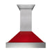 ZLINE DuraSnow Stainless Steel Range Hood with Red Gloss Shell