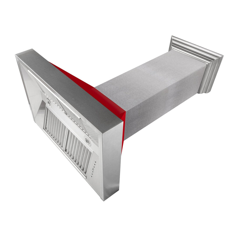 ZLINE DuraSnow Stainless Steel Range Hood with Red Gloss Shell