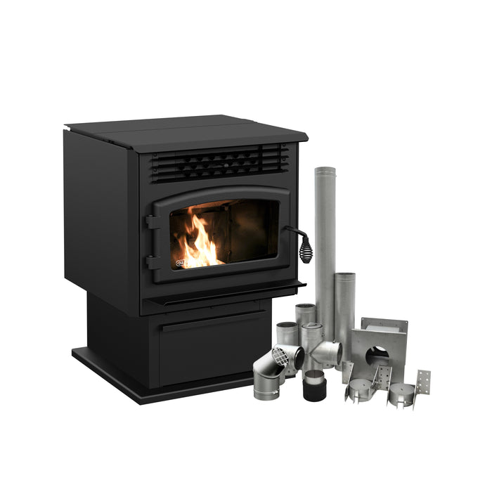 Drolet Eco-55 Pellet Stove With 3" Ground Floor Kit DP00070KVG