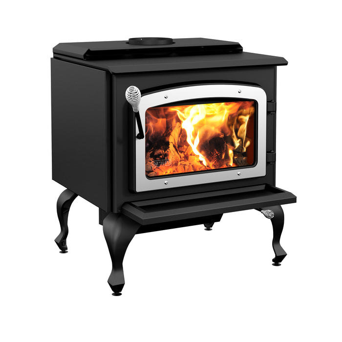 Drolet Escape 1800 Wood Stove on Legs - Brushed Nickel Door - DB03112