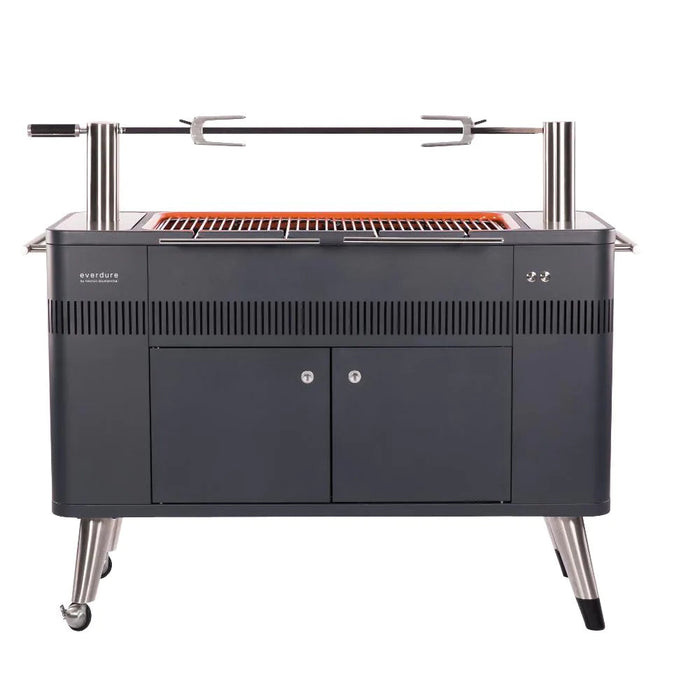 Everdure By Heston Blumenthal HUB 54-Inch Charcoal Grill With Rotisserie & Electronic Ignition