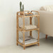 Farmhouse Wood Side Table with 3-Tier Rattan Woven End Table
