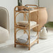 Farmhouse Wood Side Table with 3-Tier Rattan Woven End Table
