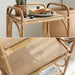 Farmhouse Wood Side Table with 3-Tier Rattan Woven End Table