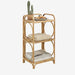 Farmhouse Wood Side Table with 3-Tier Rattan Woven End Table