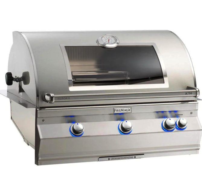 Fire Magic Aurora A790I 36-Inch Built-In Natural Gas Grill With Magic View Window, Rotisserie, And Analog Thermometer - A790I-8EAN-W