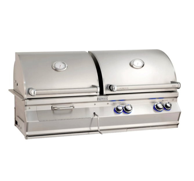 Fire Magic Aurora A830I 46-Inch Built-In Natural Gas & Charcoal Combo Grill With Analog Thermometer - A830I-7EAN-CB - Fire Magic Grills