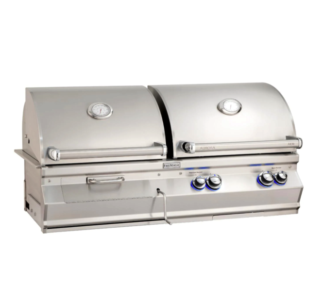 Fire Magic Aurora A830I 46-Inch Built-In Propane Gas & Charcoal Combo Grill With Analog Thermometer - A830I-7EAP-CB - Fire Magic Grills